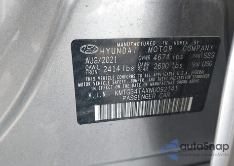 2022 Genesis G70 2.0T Rwd из США, поврежденный, VIN KMTG34TAXNU092141